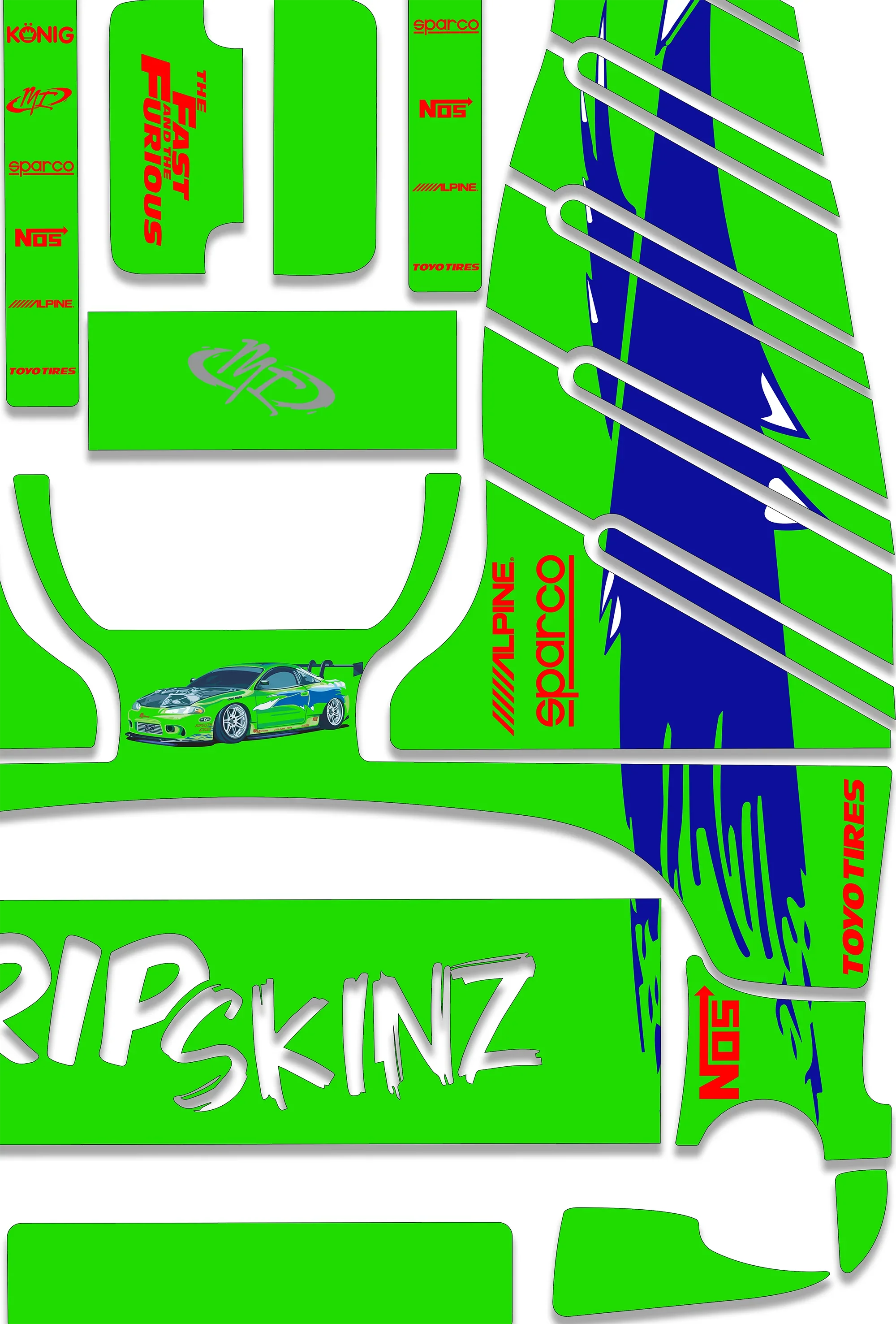 RipSkinz 'F&F Brian' Standard Crazy Cart Livery Kit - Image 2