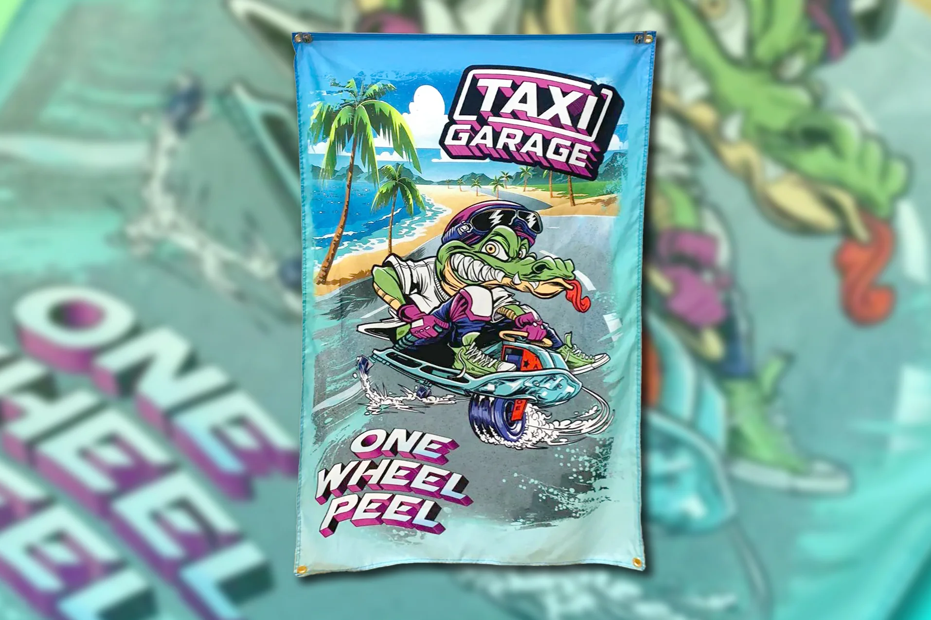 TAXI GARAGE Drift Gator Shop Flag 3x5 - Image 2